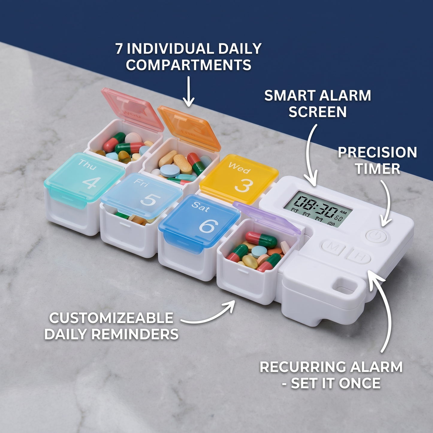 Portable smart compartmentalized pill organizer